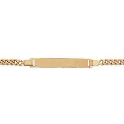 Gourmette bébé plaque rectangle 2.4 cm, Or Jaune 750, 14 cm réglable - Bambins