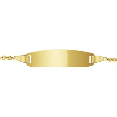 375 Yellow Gold & Amethyst Baby ID Bracelet, Barrel Plate, Adjustable 12-14 cm or 14-16 cm - Bambins