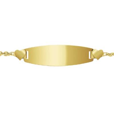 Gourmette Plaque Tonneau Corail & Or Jaune 375, Longueur 12 à 14 cm ou 14 à 16 cm - Bambins