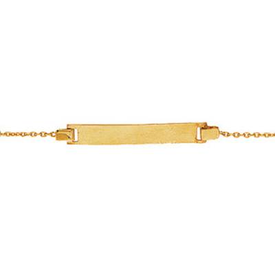 Gourmette bébé plaque rectangle, Or Jaune 375, Longueur 14 cm réglable - Bambins