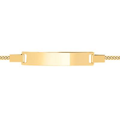 Gourmette bébé plaque rectangle, Or Jaune 750, Longueur 14 cm réglable - Bambins
