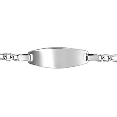 Gourmette bébé maille cheval alternée, Or Blanc 750, Longueur 14 cm - Bambins