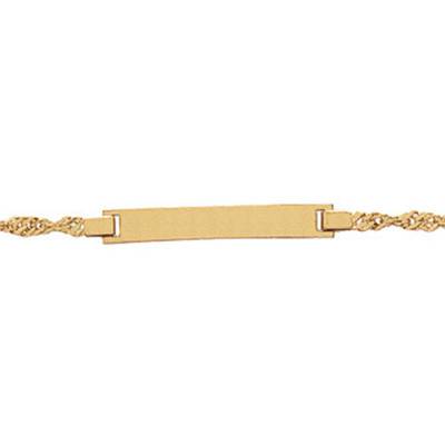 Gourmette junior plaque rectangle, Or Jaune 750, Longueur 16 cm - Bambins