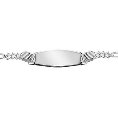 Silver Figaro Chain Baby ID Bracelet, 13 cm Length - Emanessence