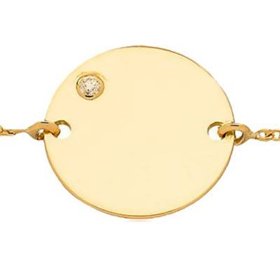 750/1000 Yellow Gold & Diamond Baby ID Bracelet, Adjustable Length 16 cm - Bambins