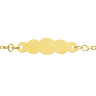 Gourmette Nuage Maille Forcat Or Jaune, Longueur 14 cm réglable - Bambins