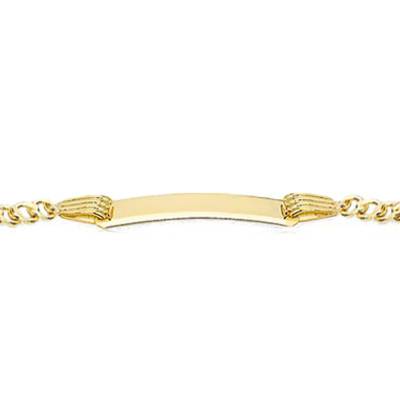 375 Yellow Gold Figaro Chain ID Bracelet, Length 15 cm - Emanessence