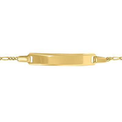 Gourmette Rectangle Cheval Alternée Triple Or Jaune 375 ou 750, 13 cm réglable - Bambins