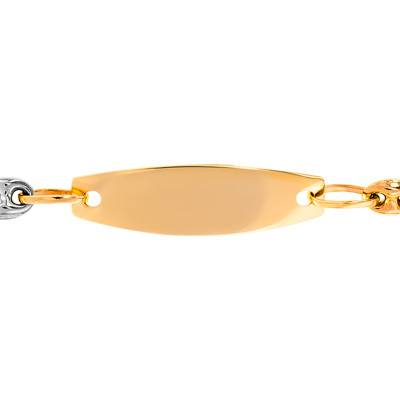 375 Yellow Gold Coffee Bean Chain Baby ID Bracelet, Adjustable Length 14 cm, Width 3.09 mm - Bambins