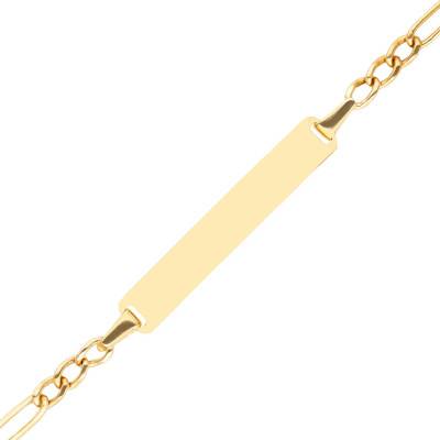 375/1000 Yellow Gold Triple Alternating Oval Link Chain Rectangular Baby ID Bracelet, 16 cm - Bambins