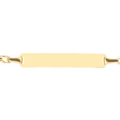375/1000 Yellow Gold Triple Alternating Oval Link Chain Rectangular Baby ID Bracelet, 16 cm - Bambins