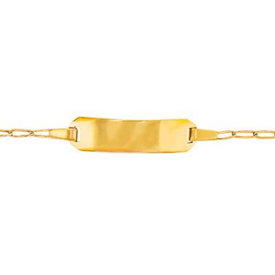 Gourmette Plaque Rectangle Maille Cheval Or Jaune 375, Longueur 13 cm - Bambins