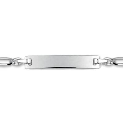 750 White Gold Alternating Link Personalized ID Bracelet, Adjustable Length 16 cm - Lucas Lucor