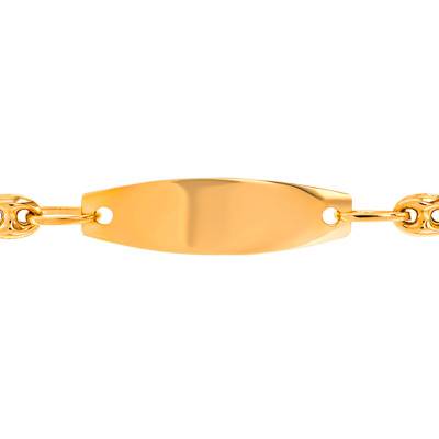 Gourmette Ovale Maille Grain de Café Or Jaune 375, 14 cm réglable, Largeur 3,10 mm - Bambins