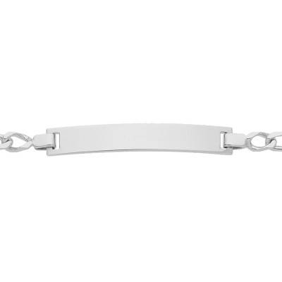 Gourmette Rectangle Maille Cheval Alternée Or Blanc 375, 14 cm - Bambins