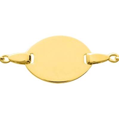 Gourmette Ovale Maille Forçat en Plaqué Or Jaune, Longueur 15 cm Ajustable - Bambins