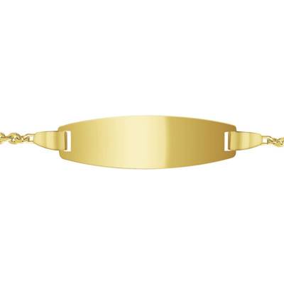 375/1000 Yellow Gold Lapis-Lazuli Barrel Baby ID Bracelet, Length 12 cm to 14 cm or 14 cm to 16 cm - Bambins