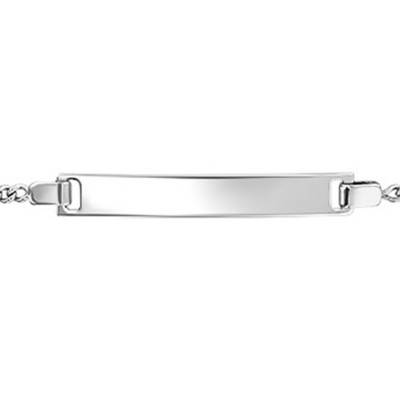 Gourmette Rectangle Maille Gourmette Or Blanc 750, Longueur 14 cm réglable - Bambins