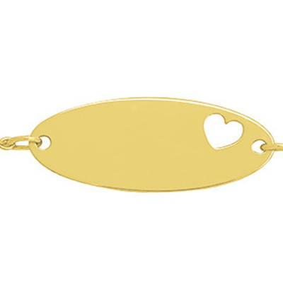 Gourmette coeur ajouré Or Jaune 375, Longueur 14 cm réglable - Bambins