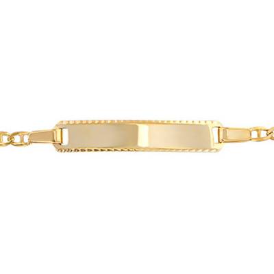 Gourmette Rectangle Maille Marine Or Jaune, Longueur 13 cm réglable, Largeur 2,00 mm - Bambins
