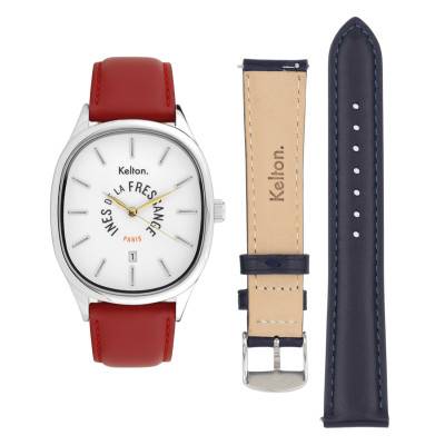 Coffret montre Grande Colorama Red & bracelet navy 9125622 - Kelton