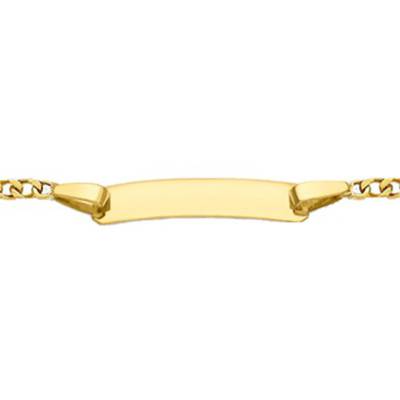 Emanessence 375 Yellow Gold Figaro Chain Baby ID Bracelet, 13 cm - Emanessence