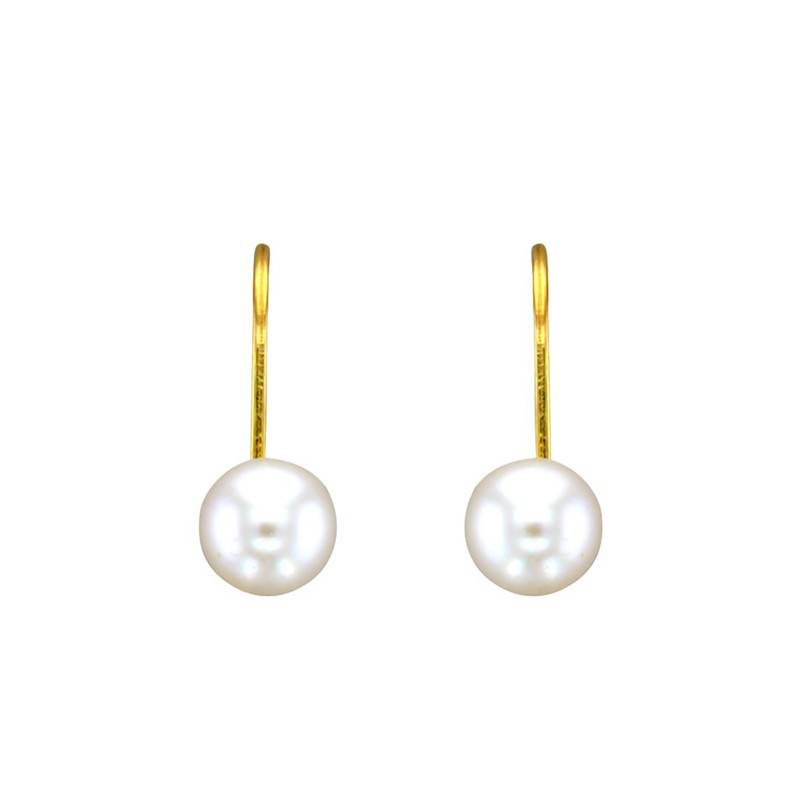 750/1000 Yellow Gold & Akoya Pearl Leverback Earrings - Porchet
