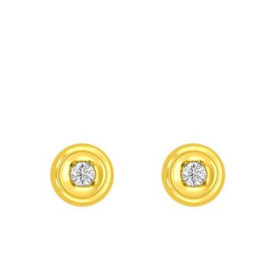 750/1000 Yellow Gold & Bezel-Set Diamond Stud Earrings - Rosatella