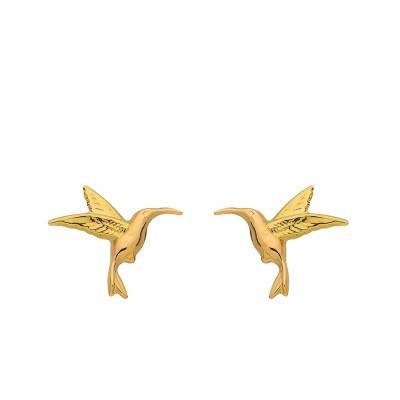 All Yellow Gold Hummingbird Stud Earrings - Rosatella