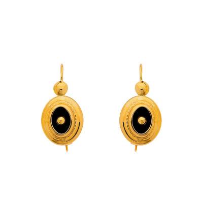 Sablaises Oval & Onyx Drop Earrings - Rosatella