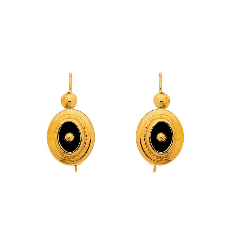 Sablaises Oval & Onyx Drop Earrings - Rosatella