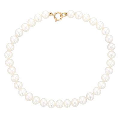 750/1000 Yellow Gold & Pearl Bracelet Ø4.50-5 mm, 18.5 cm Length - Porchet