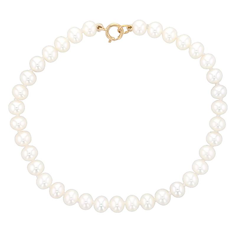 750/1000 Yellow Gold & Pearl Bracelet Ø4.50-5 mm, 18.5 cm Length - Porchet