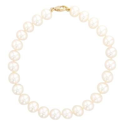 750/1000 Yellow Gold & Pearl Bracelet Ø6.50-7 mm, Length 18.5 cm - Porchet
