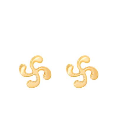 Yellow Gold 375 or 750 Basque Cross Stud Earrings - Rosatella