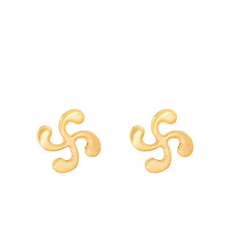 Yellow Gold 375 or 750 Basque Cross Stud Earrings - Rosatella