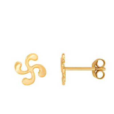 Yellow Gold 375 or 750 Basque Cross Stud Earrings - Rosatella