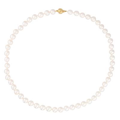Akoya Pearl Yellow Gold Necklace Ø7,50-8 mm, 45 cm Length - Porchet