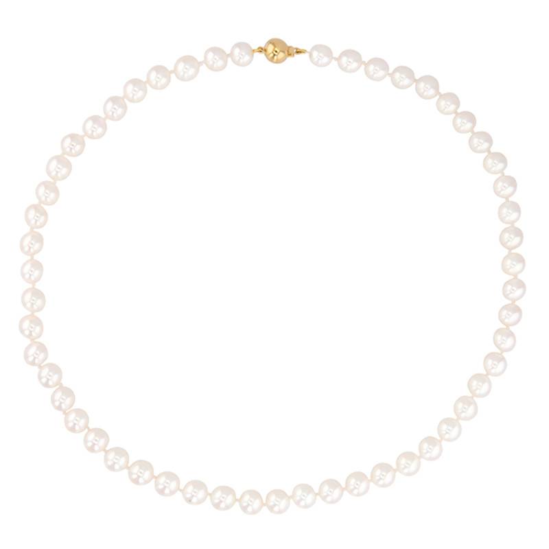 Akoya Pearl Yellow Gold Necklace Ø7,50-8 mm, 45 cm Length - Porchet