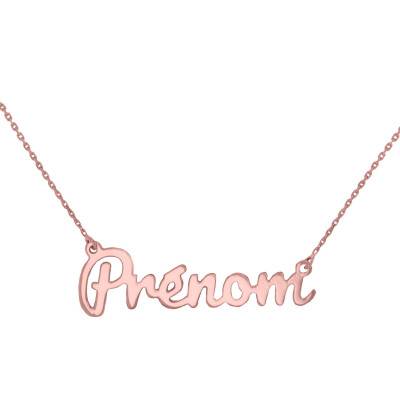 Collier prénom personnalisé Or Rose 375, Longueur de 38 à 42 cm - Rosatella