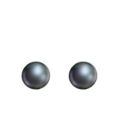 Yellow Gold 750/1000 & Black Freshwater Pearl Stud Earrings - Porchet