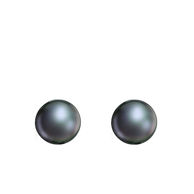 Yellow Gold 750/1000 & Black Freshwater Pearl Stud Earrings - Porchet