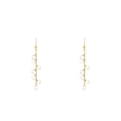 Boucles d'oreilles pendantes perlées et Or Jaune 750 - Porchet