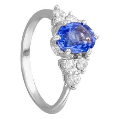 Bague Vsevidof Or Blanc 750, Saphir 1,50 ct, Diamants 0,36 ct - Porchet