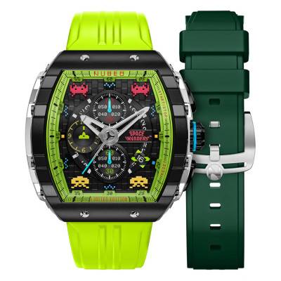 Nubeo Magellan Chronograph Space Invaders Limited Edition NB-6024-SI-05 Galactic Green Watch - Nubeo