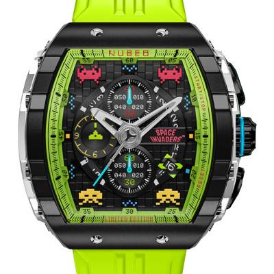 Nubeo Magellan Chronograph Space Invaders Limited Edition NB-6024-SI-05 Galactic Green Watch - Nubeo