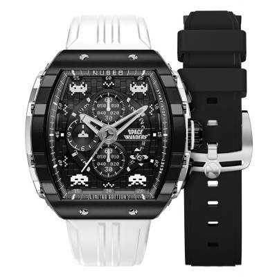Nubeo Magellan Chronograph Space Invaders Limited Edition NB-6024-SI-09 Lunar Black Watch - Nubeo