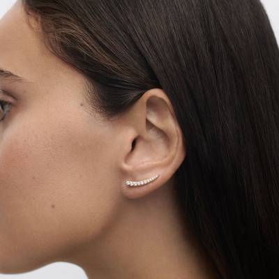 Gold-Plated Sterling Silver White Zirconia Riga Ear Climbers Earrings - AR01-C92 - Pdpaola