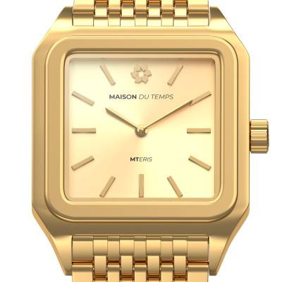 MTEris Champagne Yellow Gold-Tone Steel Watch 2100-A - Maison du Temps