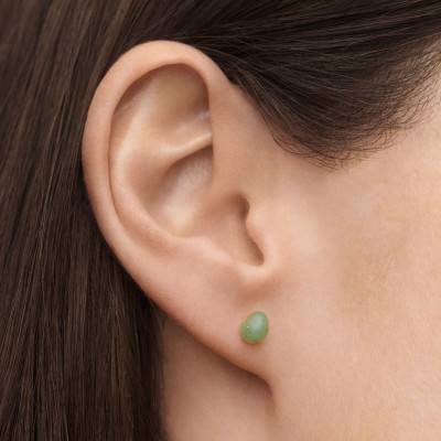 Gold-Plated Sterling Silver Green Aventurine Gravity Earring - PG01-351 - Pdpaola
